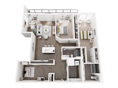 Floor plan for 2 beds, 2 baths, 1605 sqft